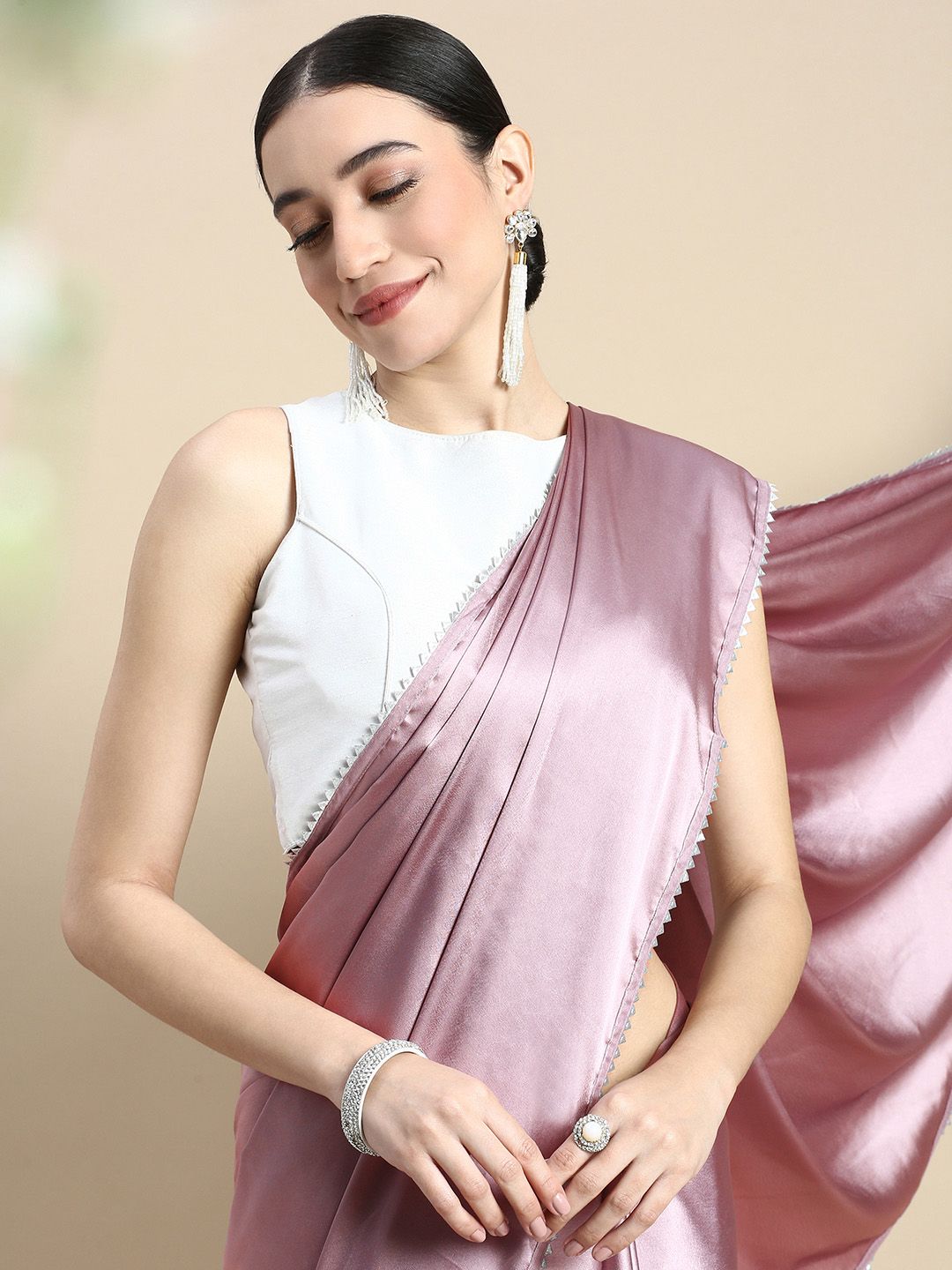 kasee Solid Satin Saree