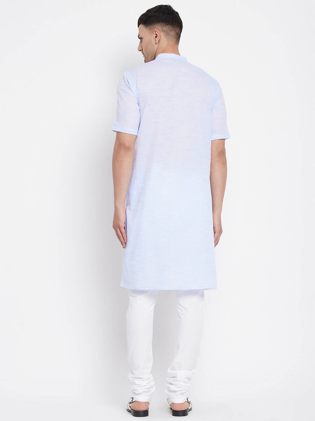 Even Apparels Blue Color Pure Cotton With Band Collar Men's H/S Kurta 