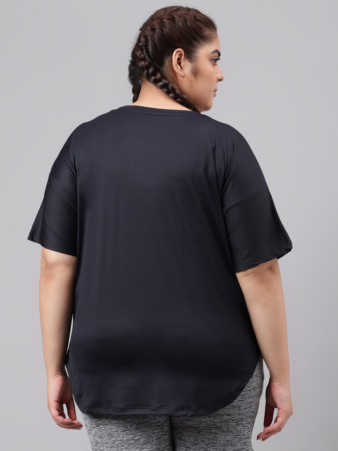 MKH Plus Size Typography Printed Dri-FIT Relaxed Fit Drop-Shoulder Sleeves Gym T-shirt 