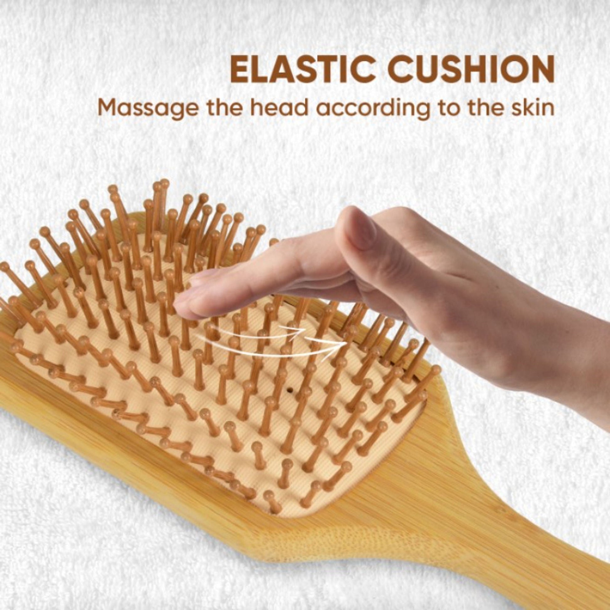 ZEYU Wooden Rectangular Bamboo Hair Brush With Round Ball Bristles - Brown  Grab2Buy ZEYU Grab2Buy