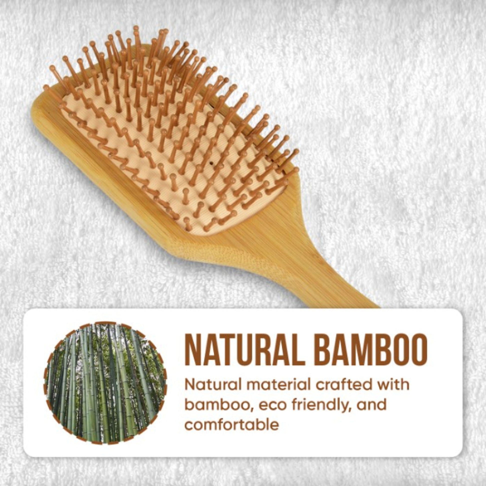 ZEYU Wooden Rectangular Bamboo Hair Brush With Round Ball Bristles - Brown  Grab2Buy ZEYU Grab2Buy