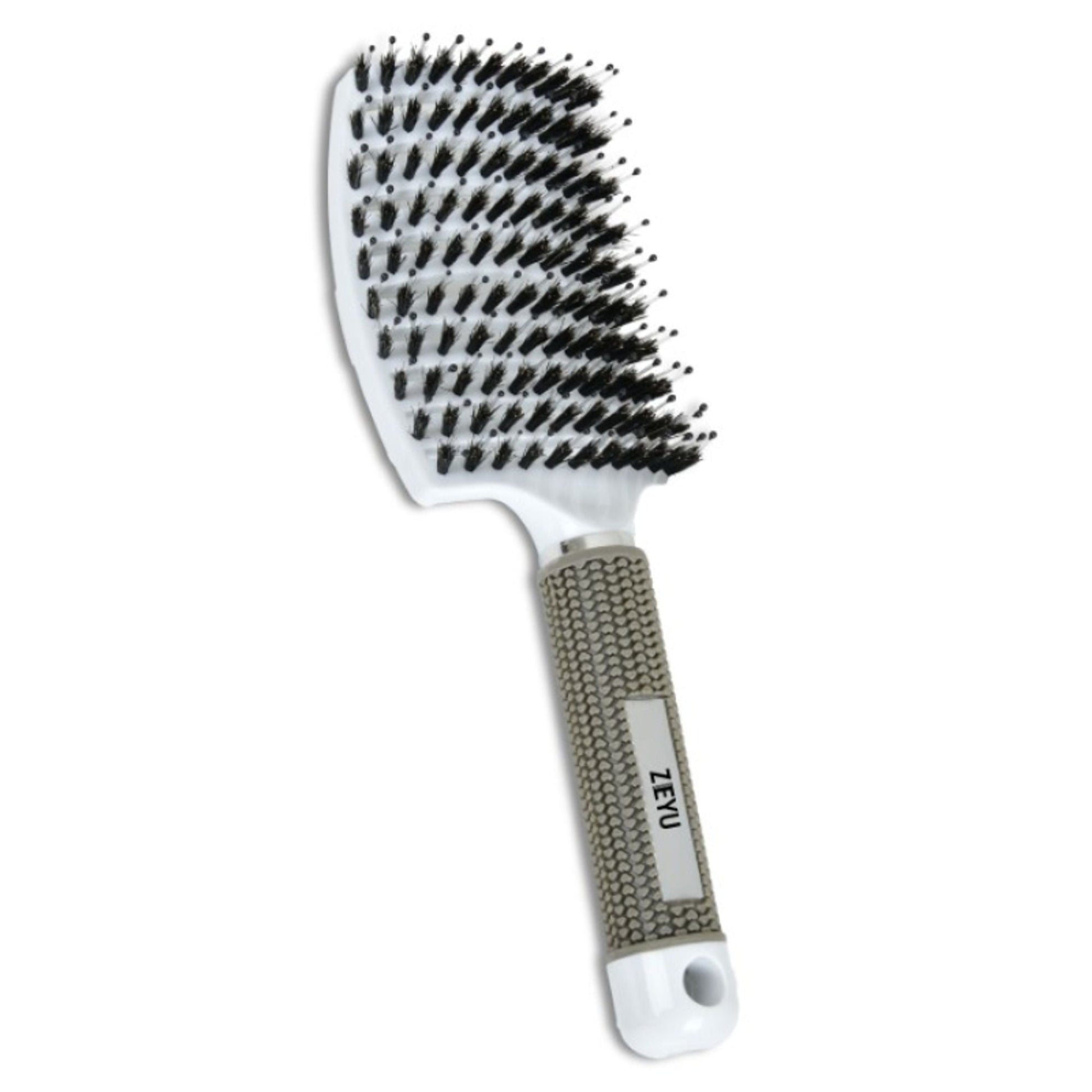 ZEYU Detangler Big Curved Brush With Natural Boar Bristles - White  Grab2Buy ZEYU Grab2Buy
