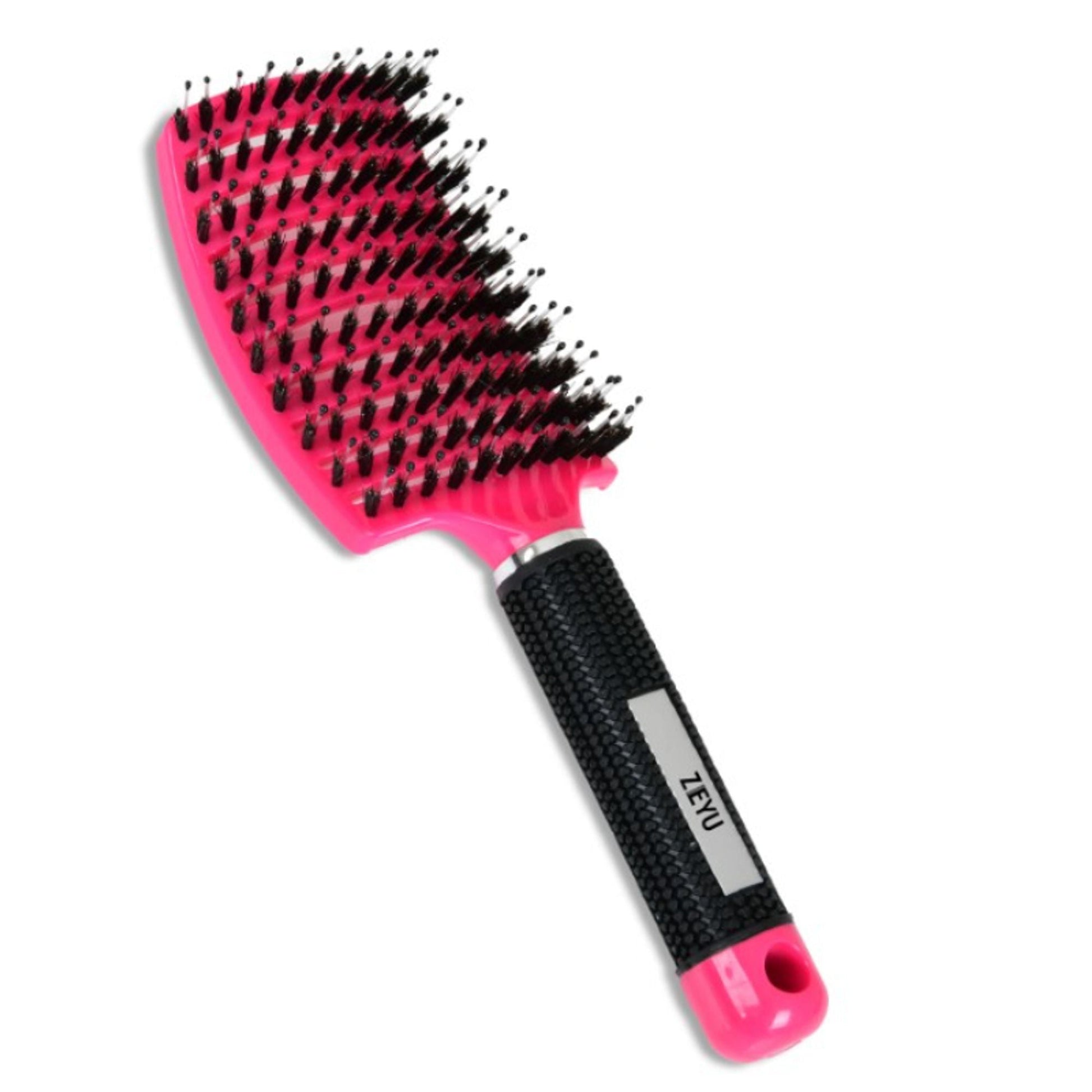 ZEYU Detangler Big Curved Brush With Natural Boar Bristles - Rose Red  Grab2Buy ZEYU Grab2Buy