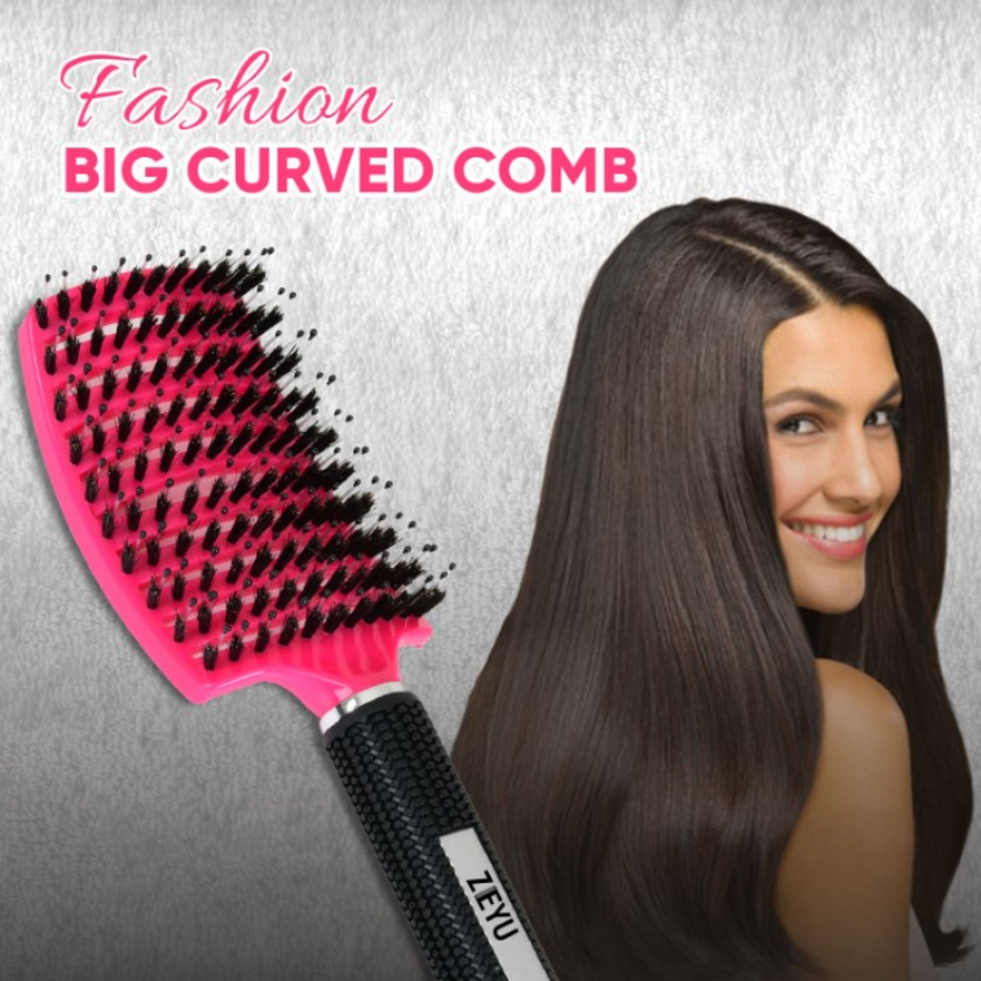ZEYU Detangler Big Curved Brush With Natural Boar Bristles - Rose Red  Grab2Buy ZEYU Grab2Buy