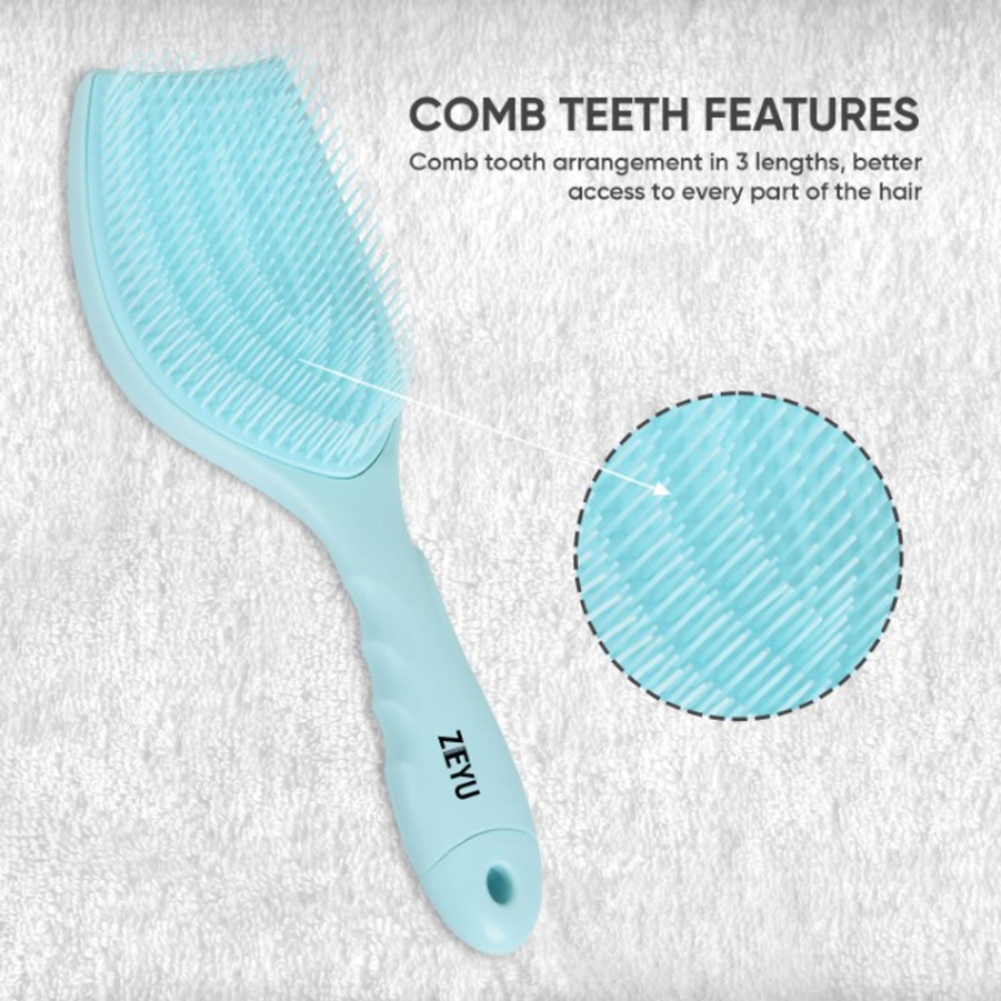 ZEYU Detangler Hairbrush with Removable Cleaning Brush - Blue  Grab2Buy ZEYU Grab2Buy