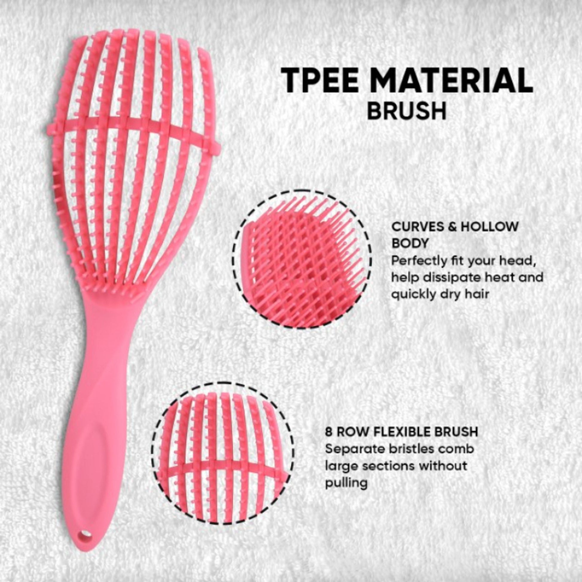 ZEYU Detangler Hairbrush for Curly Hair – 8-Row Flexible & Soft Nylon Bristles - Pink  Grab2Buy ZEYU Grab2Buy
