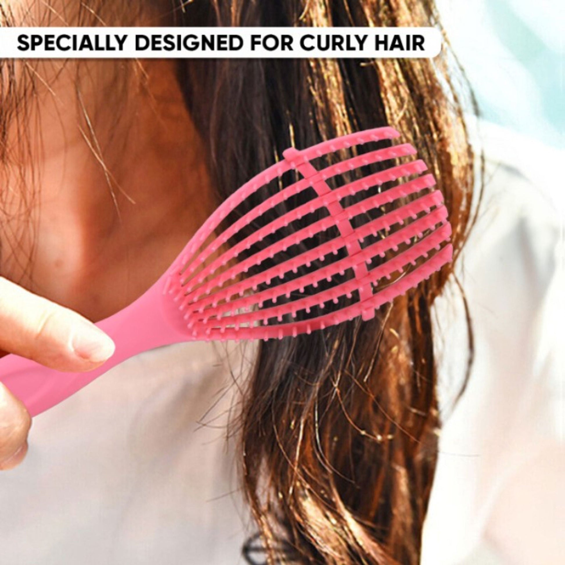 ZEYU Detangler Hairbrush for Curly Hair – 8-Row Flexible & Soft Nylon Bristles - Pink  Grab2Buy ZEYU Grab2Buy