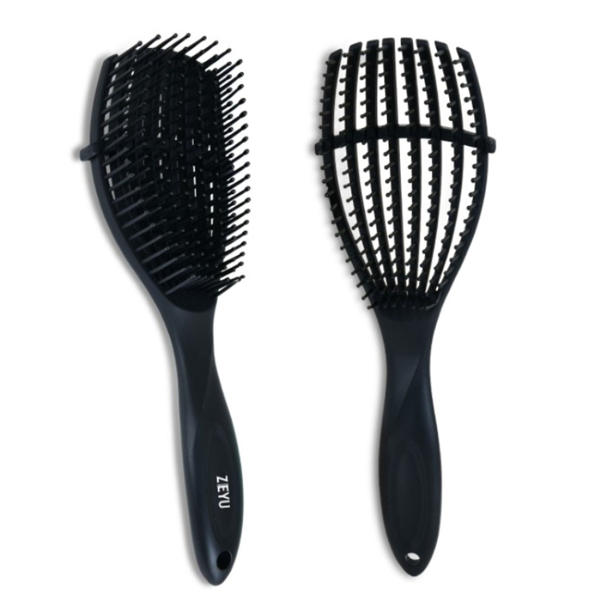 ZEYU Detangler Hairbrush for Curly Hair – 8-Row Flexible & Soft Nylon Bristles - Black  Grab2Buy ZEYU Grab2Buy