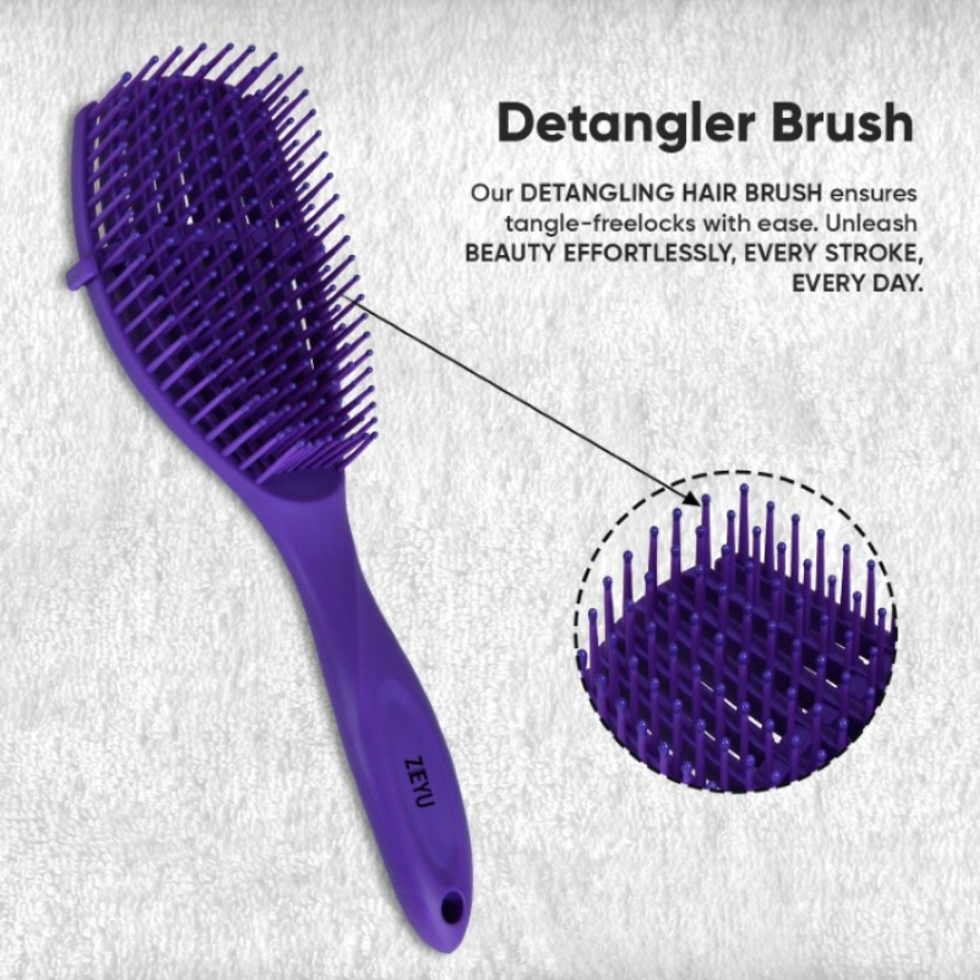 ZEYU Detangler Hairbrush for Curly Hair – 8-Row Flexible & Soft Nylon Bristles- Blue  Grab2Buy ZEYU Grab2Buy