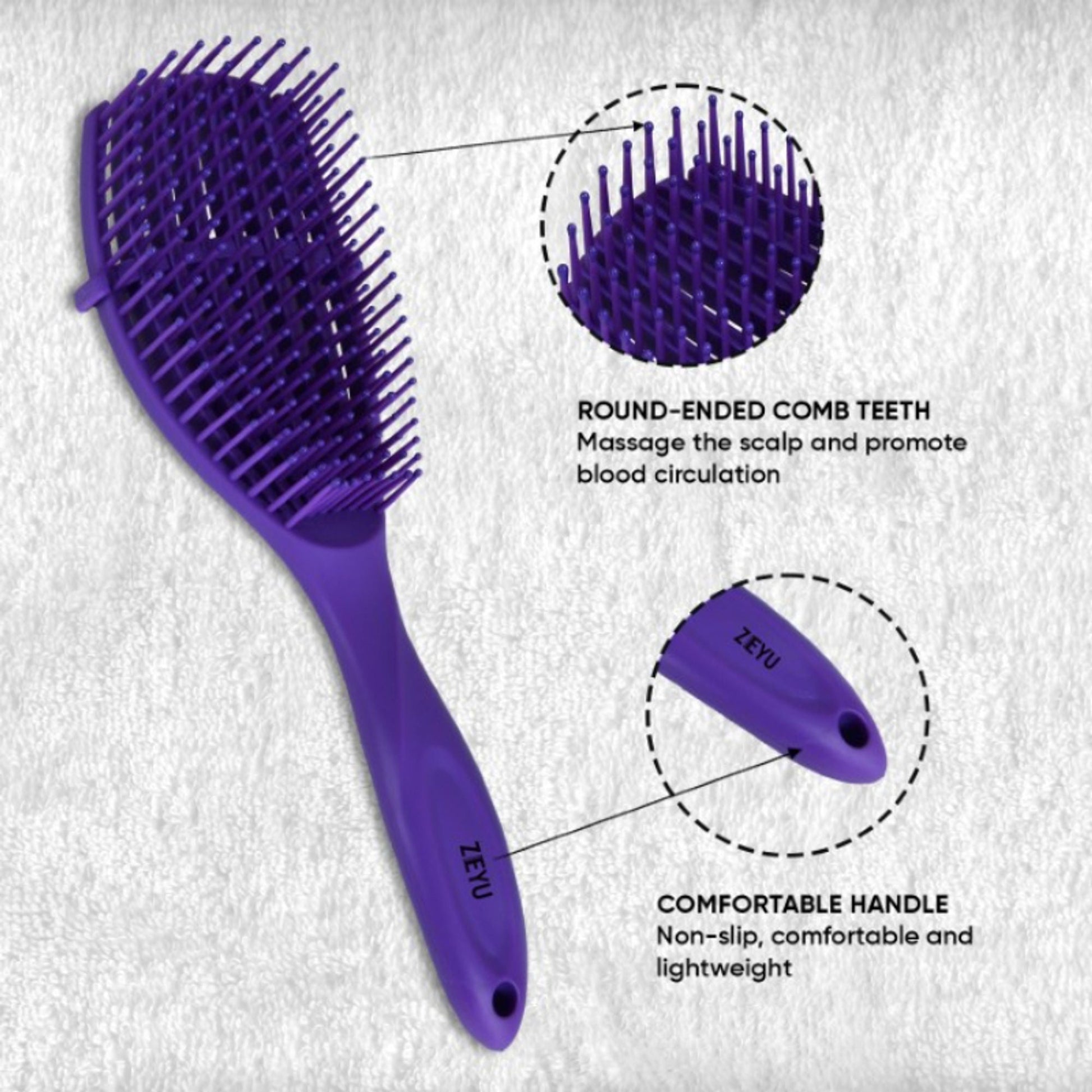ZEYU Detangler Hairbrush for Curly Hair – 8-Row Flexible & Soft Nylon Bristles- Blue  Grab2Buy ZEYU Grab2Buy