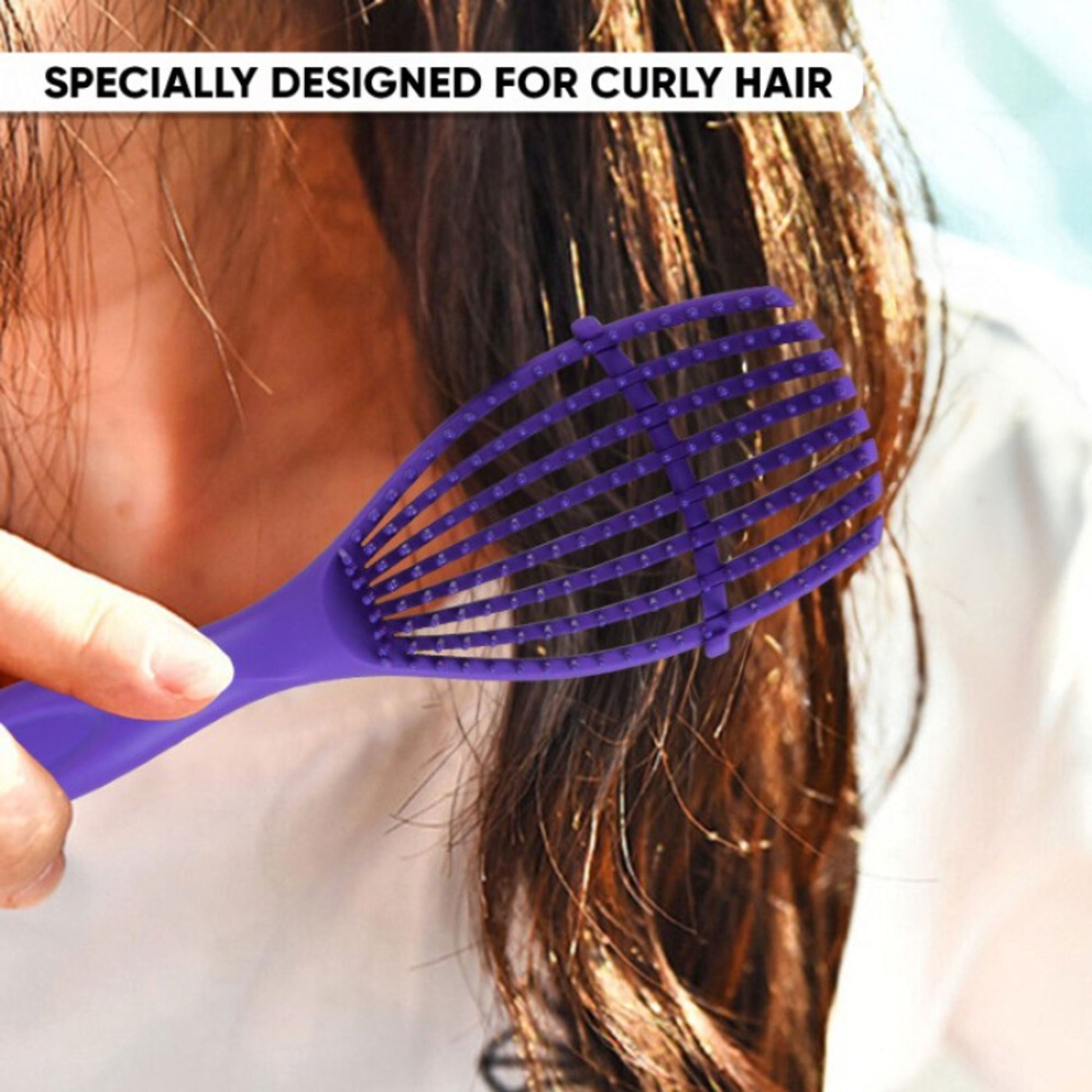 ZEYU Detangler Hairbrush for Curly Hair – 8-Row Flexible & Soft Nylon Bristles- Blue  Grab2Buy ZEYU Grab2Buy