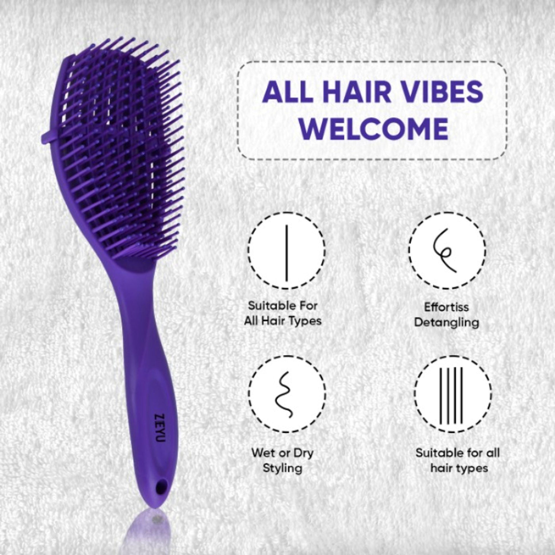 ZEYU Detangler Hairbrush for Curly Hair – 8-Row Flexible & Soft Nylon Bristles- Blue  Grab2Buy ZEYU Grab2Buy