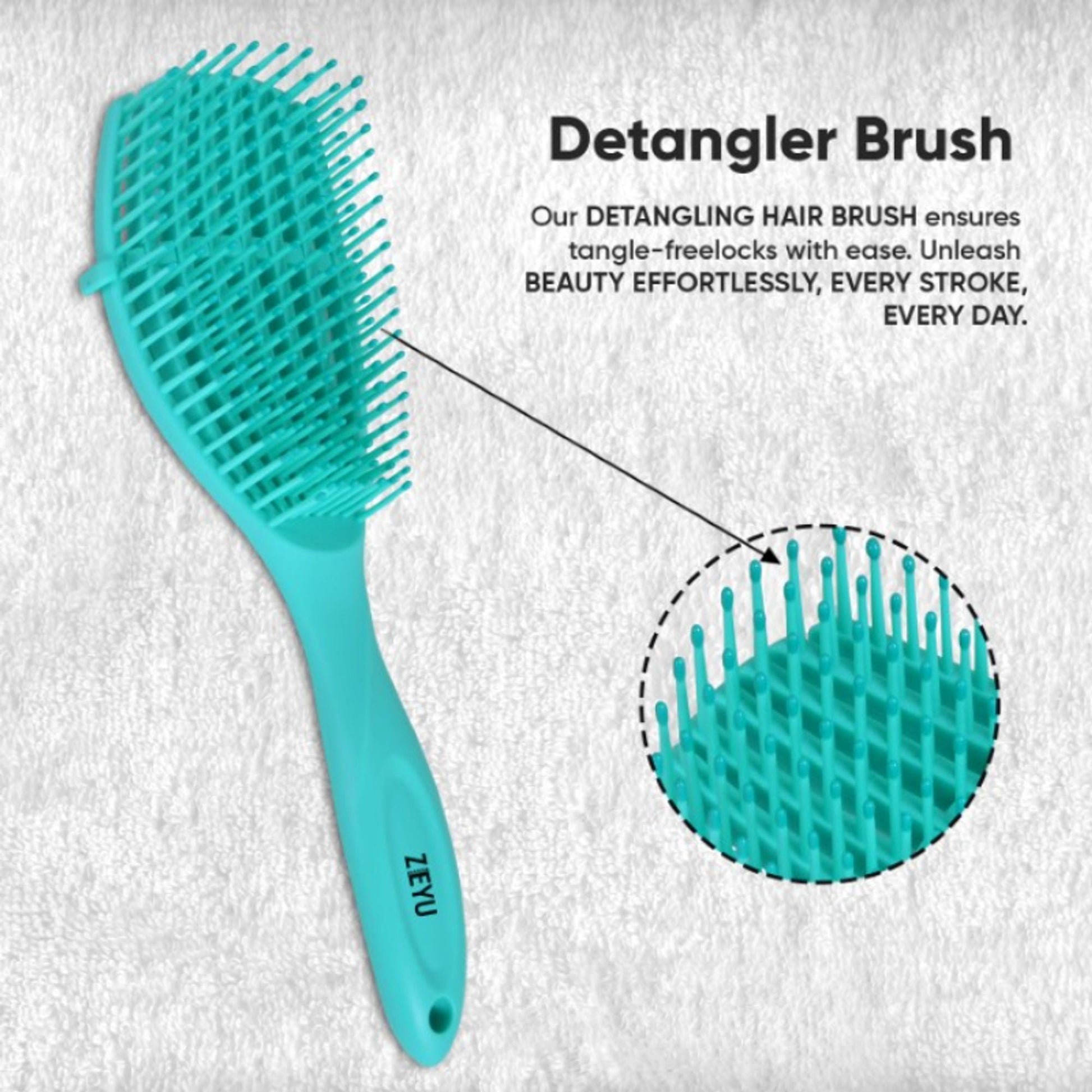 ZEYU Detangler Hairbrush for Curly Hair – 8-Row Flexible & Soft Nylon Bristles - Green  Grab2Buy ZEYU Grab2Buy