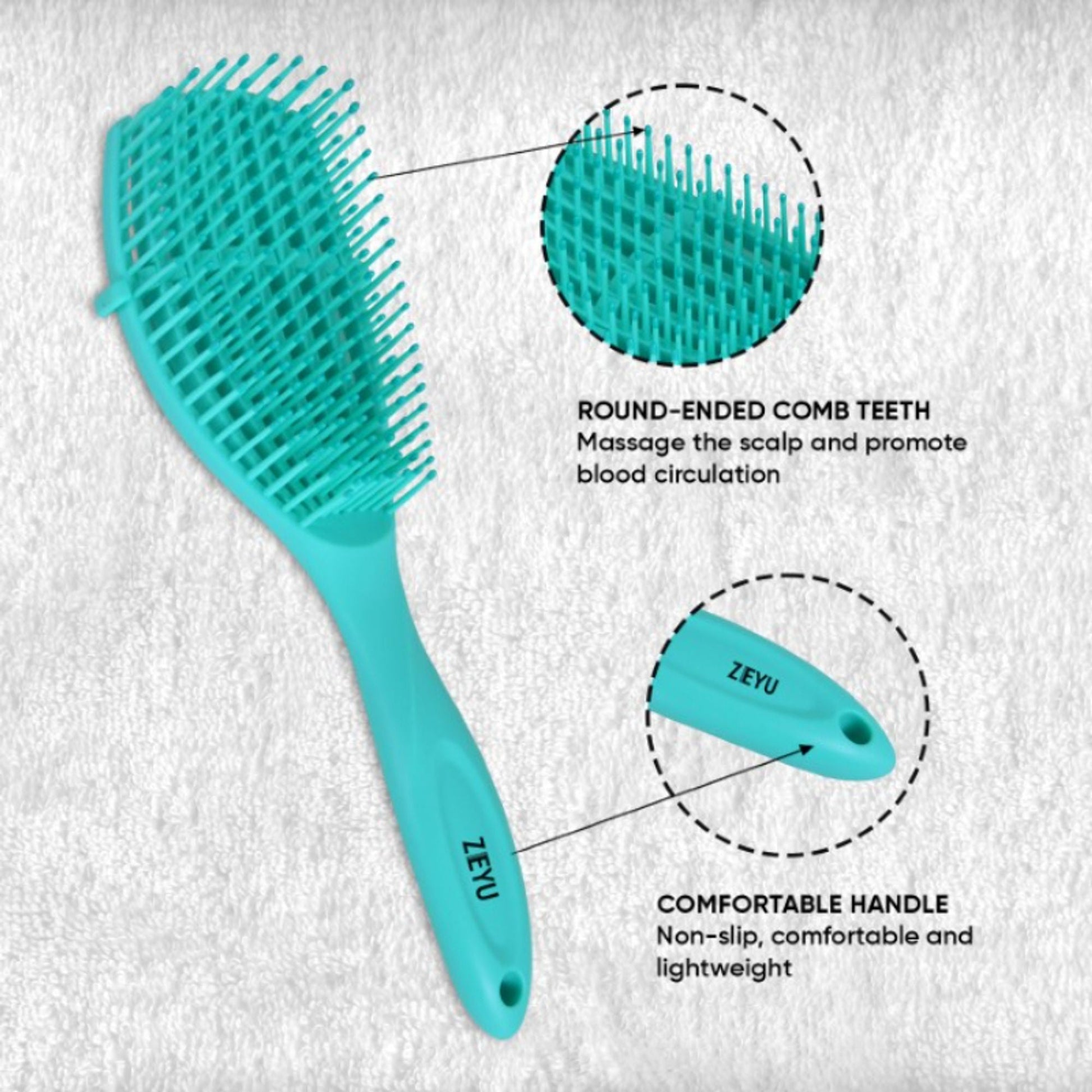 ZEYU Detangler Hairbrush for Curly Hair – 8-Row Flexible & Soft Nylon Bristles - Green  Grab2Buy ZEYU Grab2Buy