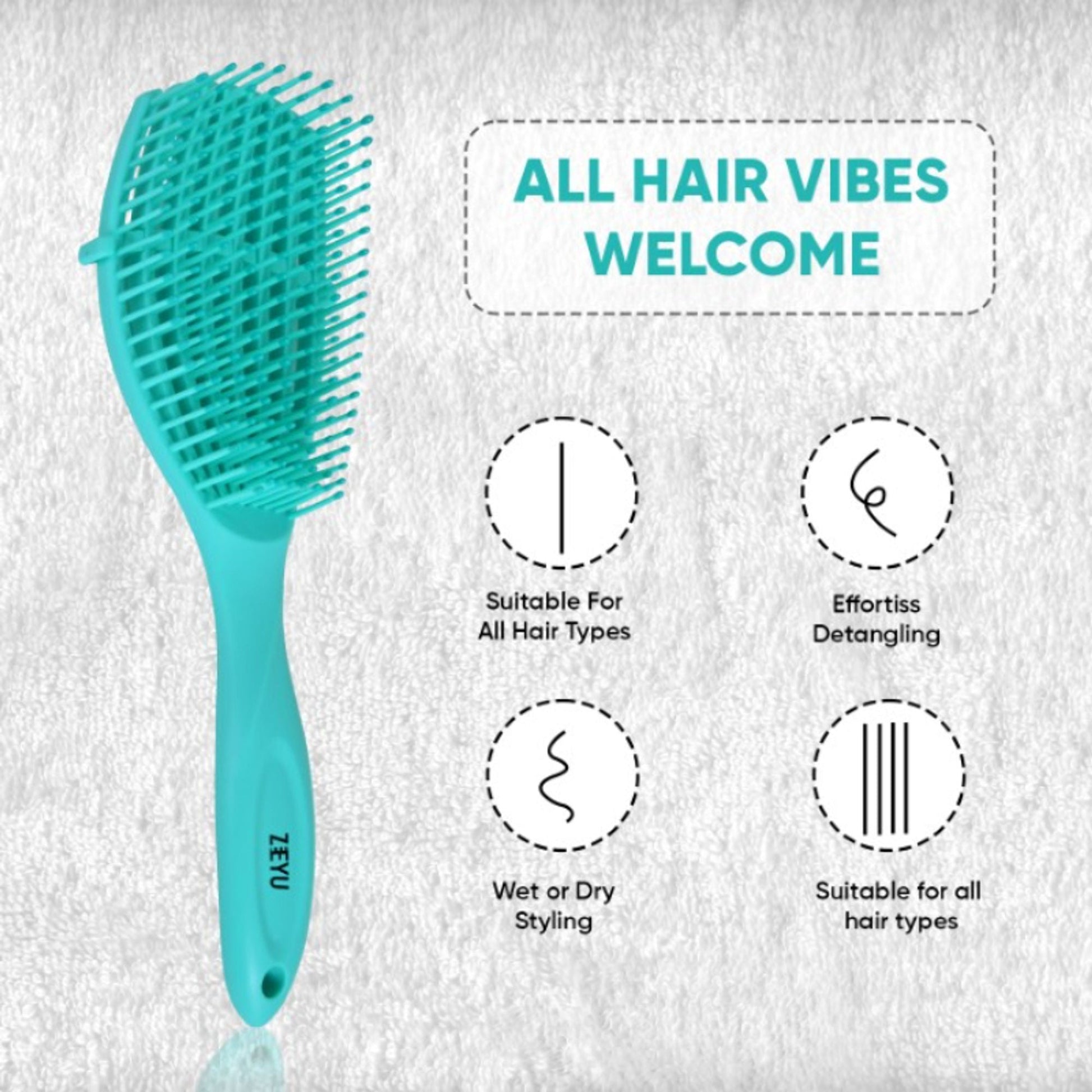 ZEYU Detangler Hairbrush for Curly Hair – 8-Row Flexible & Soft Nylon Bristles - Green  Grab2Buy ZEYU Grab2Buy