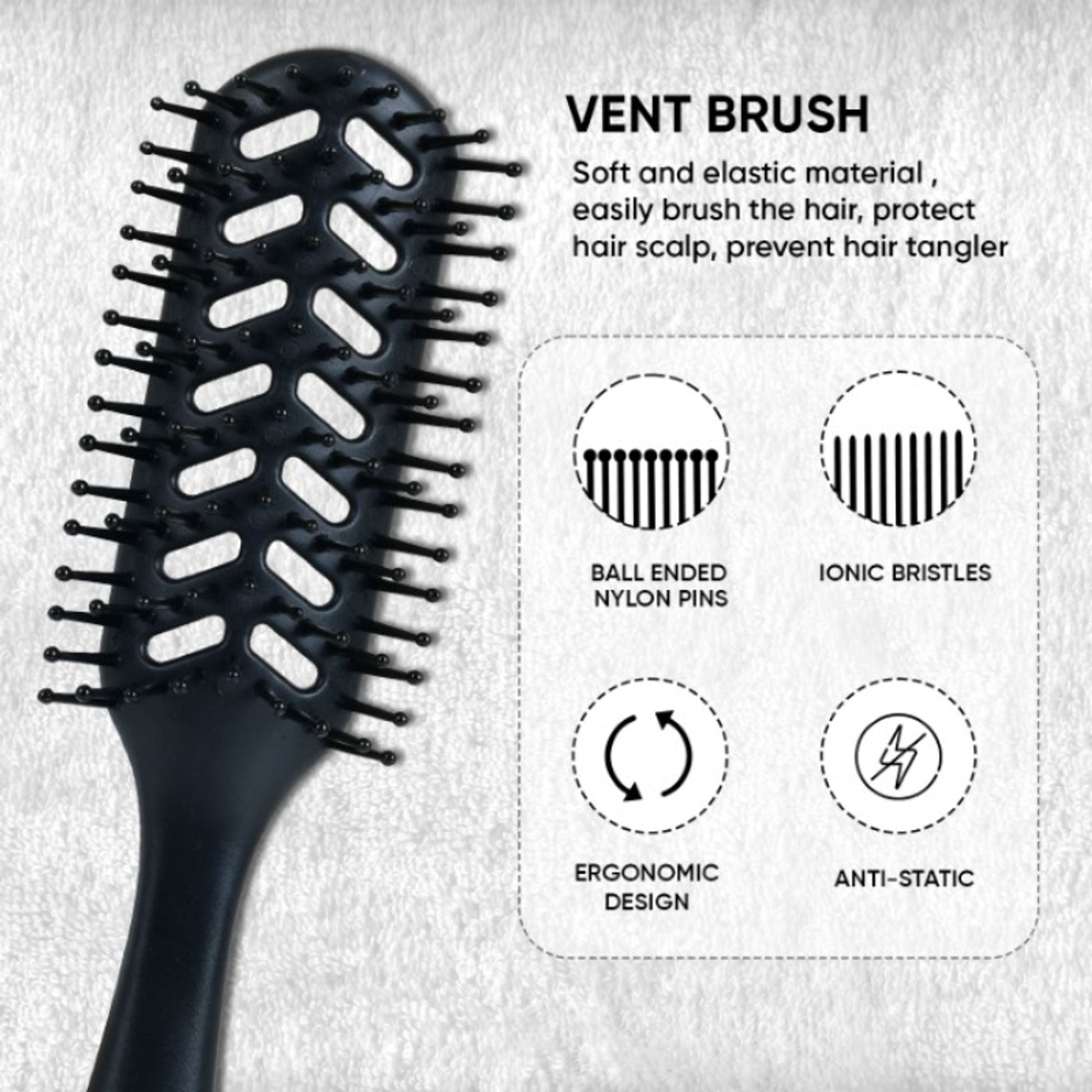 ZEYU Vent Hairbrush for Fast Drying and Detangling, Lightweight Brush - Black  Grab2Buy ZEYU Grab2Buy
