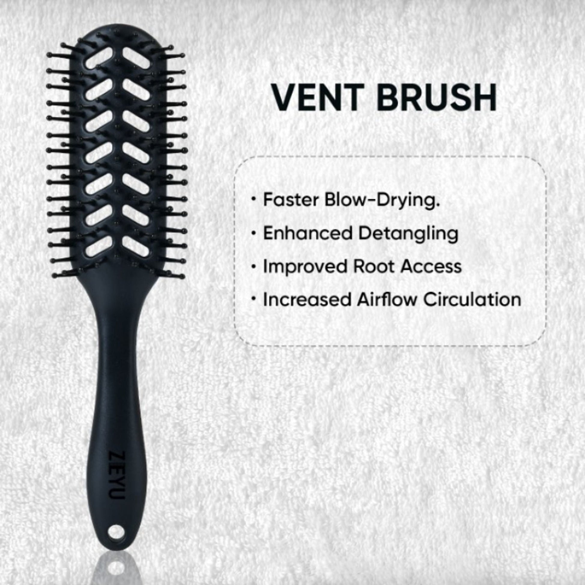 ZEYU Vent Hairbrush for Fast Drying and Detangling, Lightweight Brush - Black  Grab2Buy ZEYU Grab2Buy