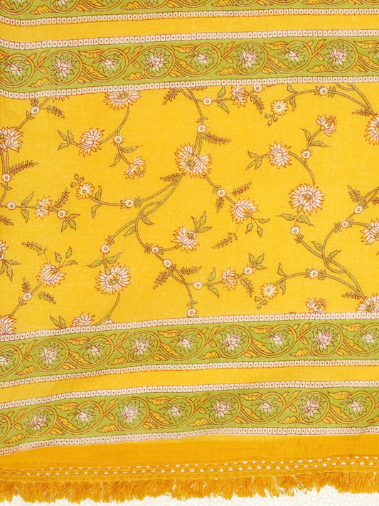 HERE&NOW Women Yellow Floral Printed Empire Kurta with Trousers & Dupatta