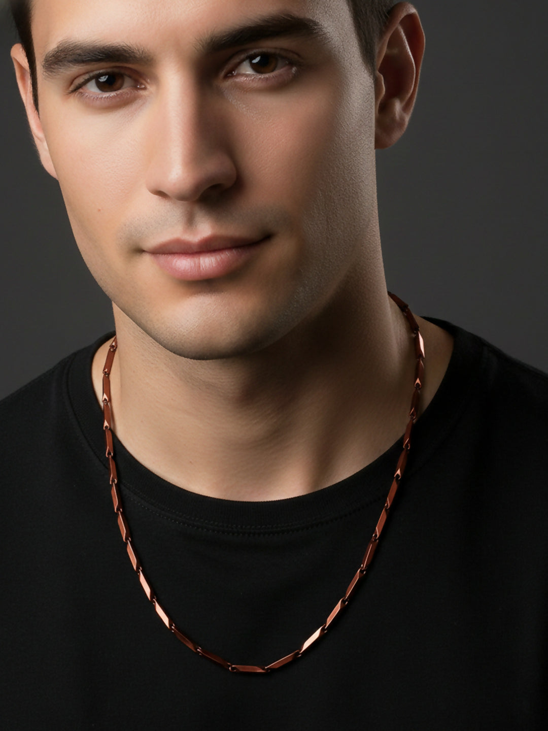 NVR Men's Handcrafted Maroon Rhodium Plated Chain
