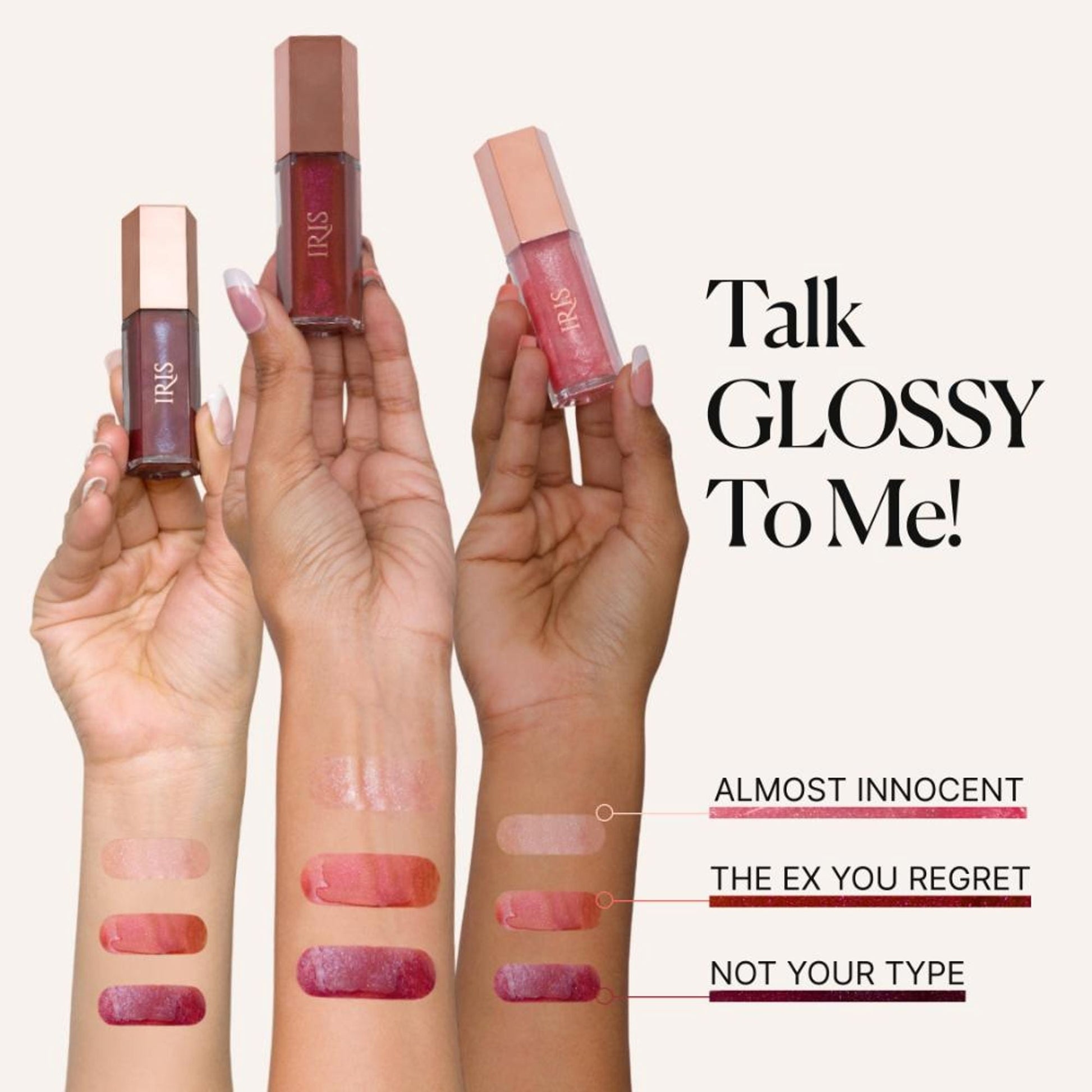 IRIS COSMETICS Talk Glossy To Me! Shimmer Lip Gloss - Brown With Pink - Purple