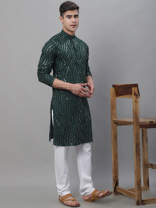 Sojanya Band Collar Sequined Pure Cotton Kurta 