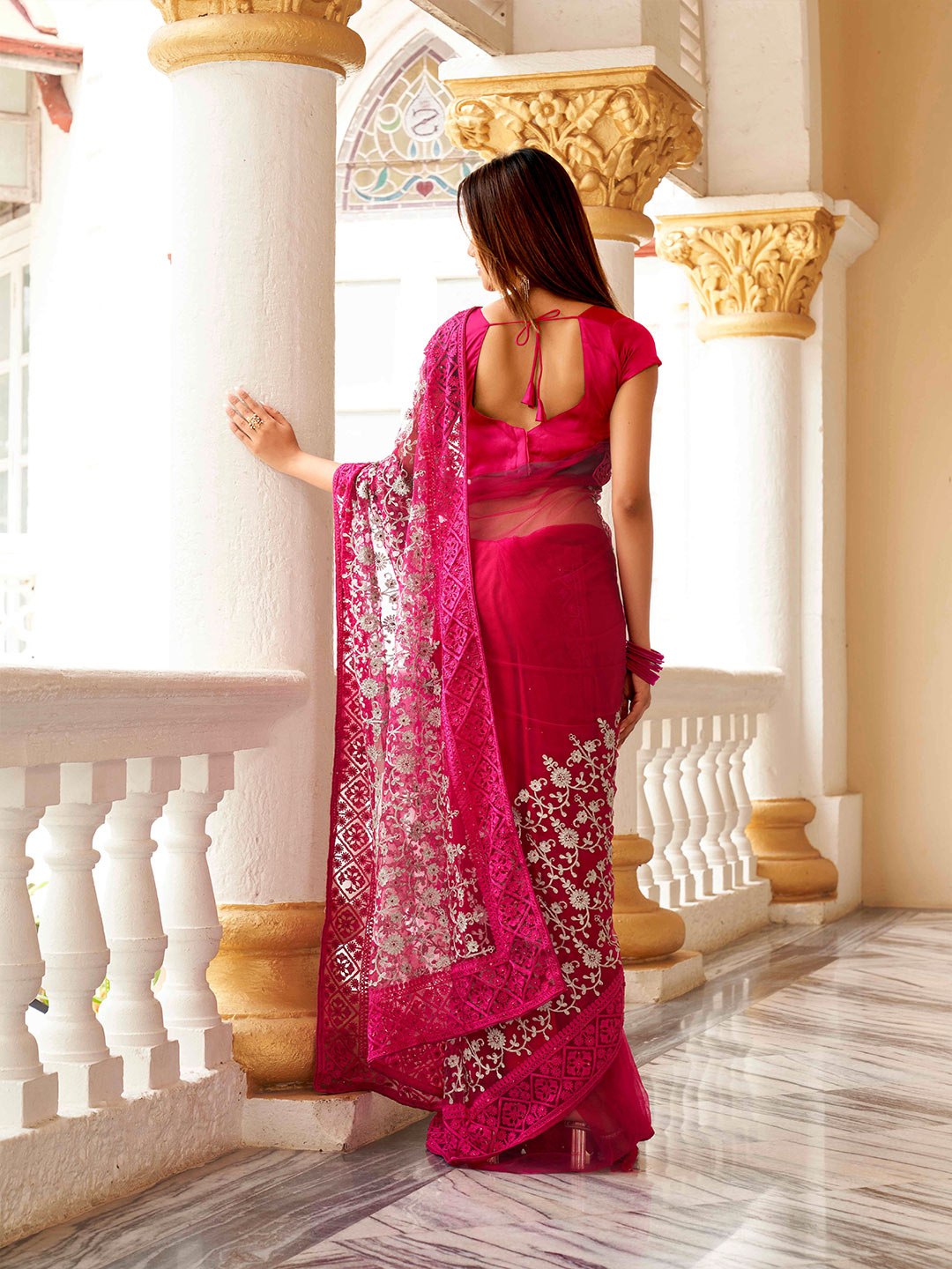 Tikhi Imli Embellished Beads and Stones Net Heavy Work Grab2Buy 