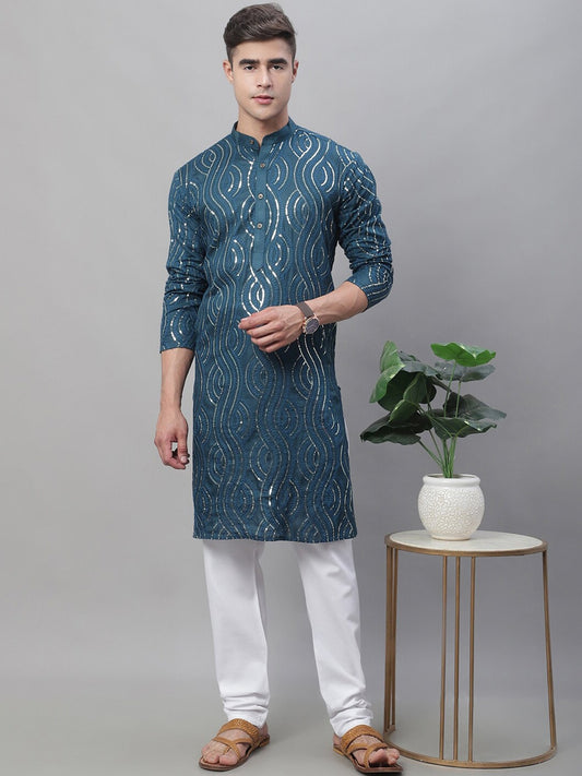 Sojanya Ethnic Motifs Embroidered Sequinned Pure Cotton Kurta 