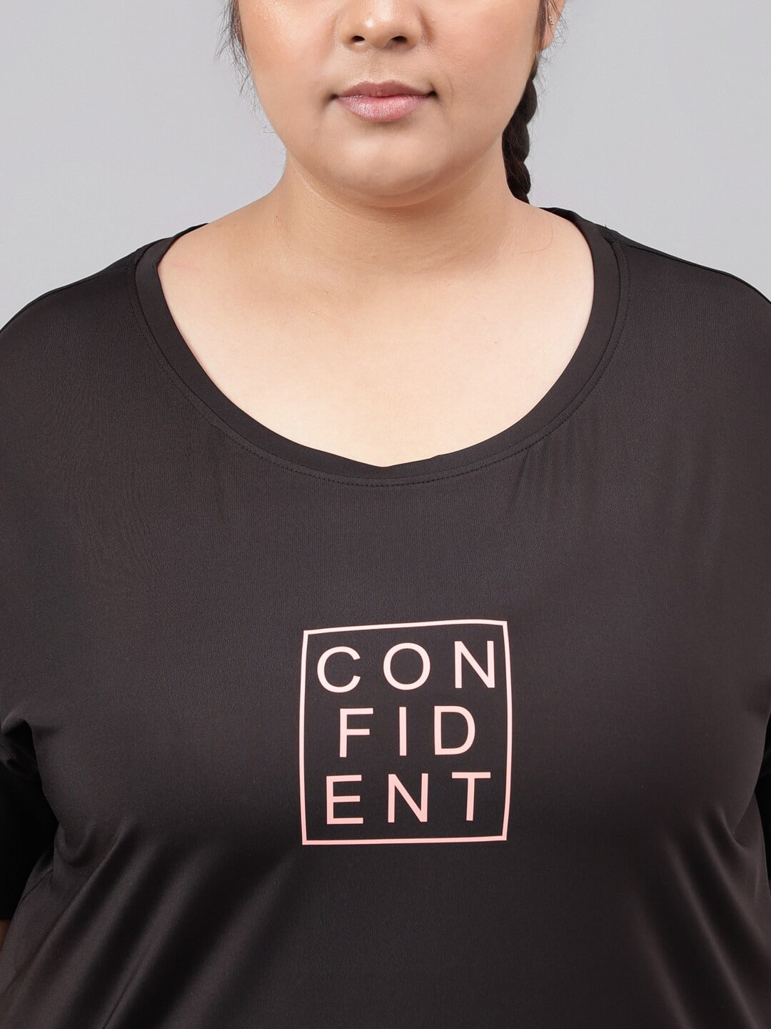 MKH Plus Size Typography Printed Relaxed Fit Dri-FIT Sports T-shirt 