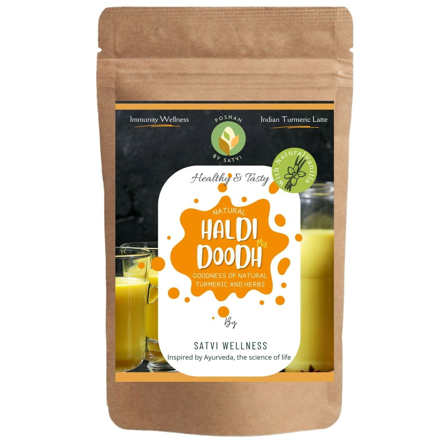 Satvi Wellness Haldi Doodh | Golden Milk Mix | Turmeric Milk Mix | Indian Haldi Doodh | Milk Masala | Turmeric Latte 