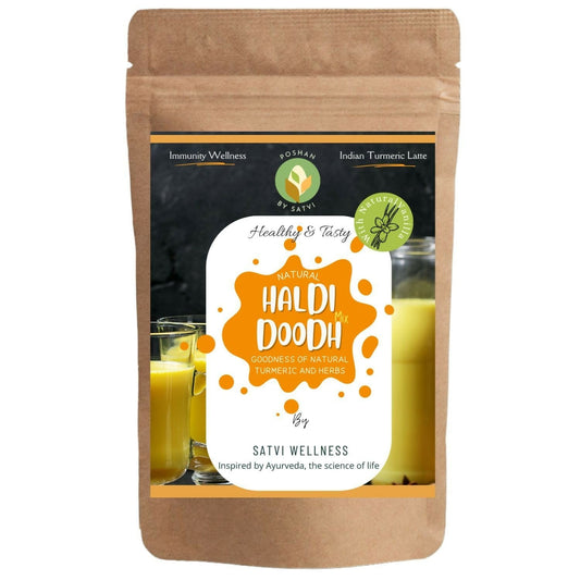 Satvi Wellness Haldi Doodh | Golden Milk Mix | Turmeric Milk Mix | Indian Haldi Doodh | Milk Masala | Turmeric Latte 