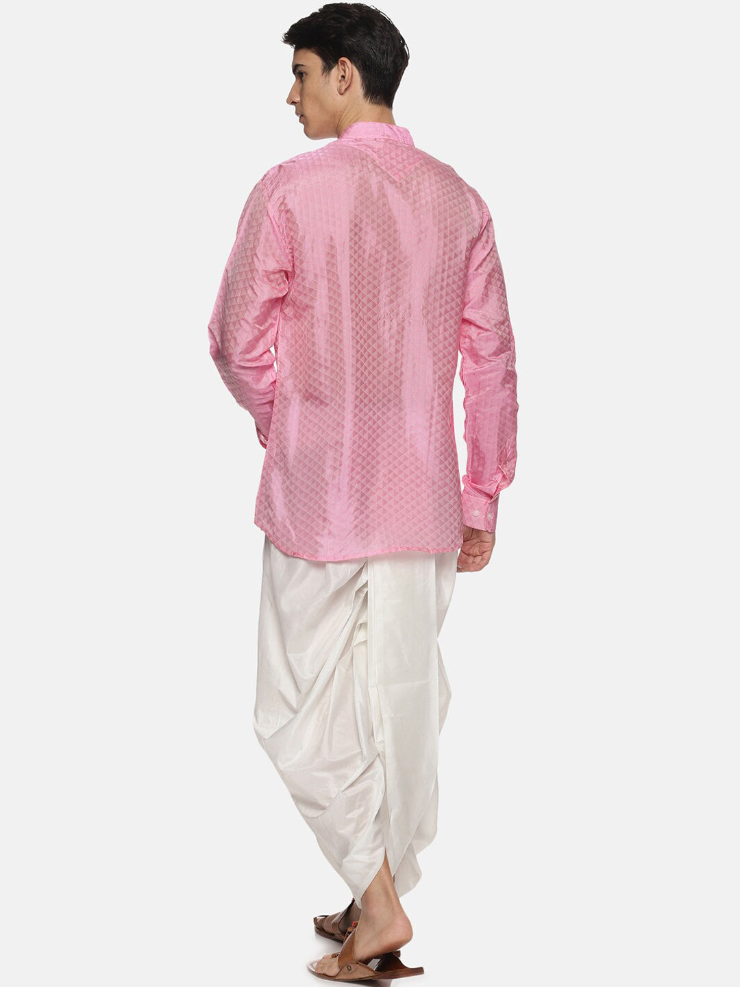 Sethukrishna Mens Pink Kurta with Dhoti Pants