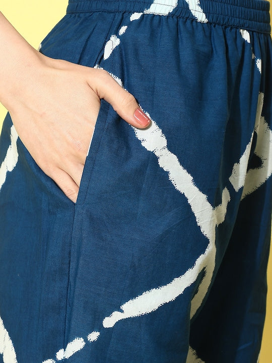 InWeave Women's Indigo Criss Cross Belted Coord Set 