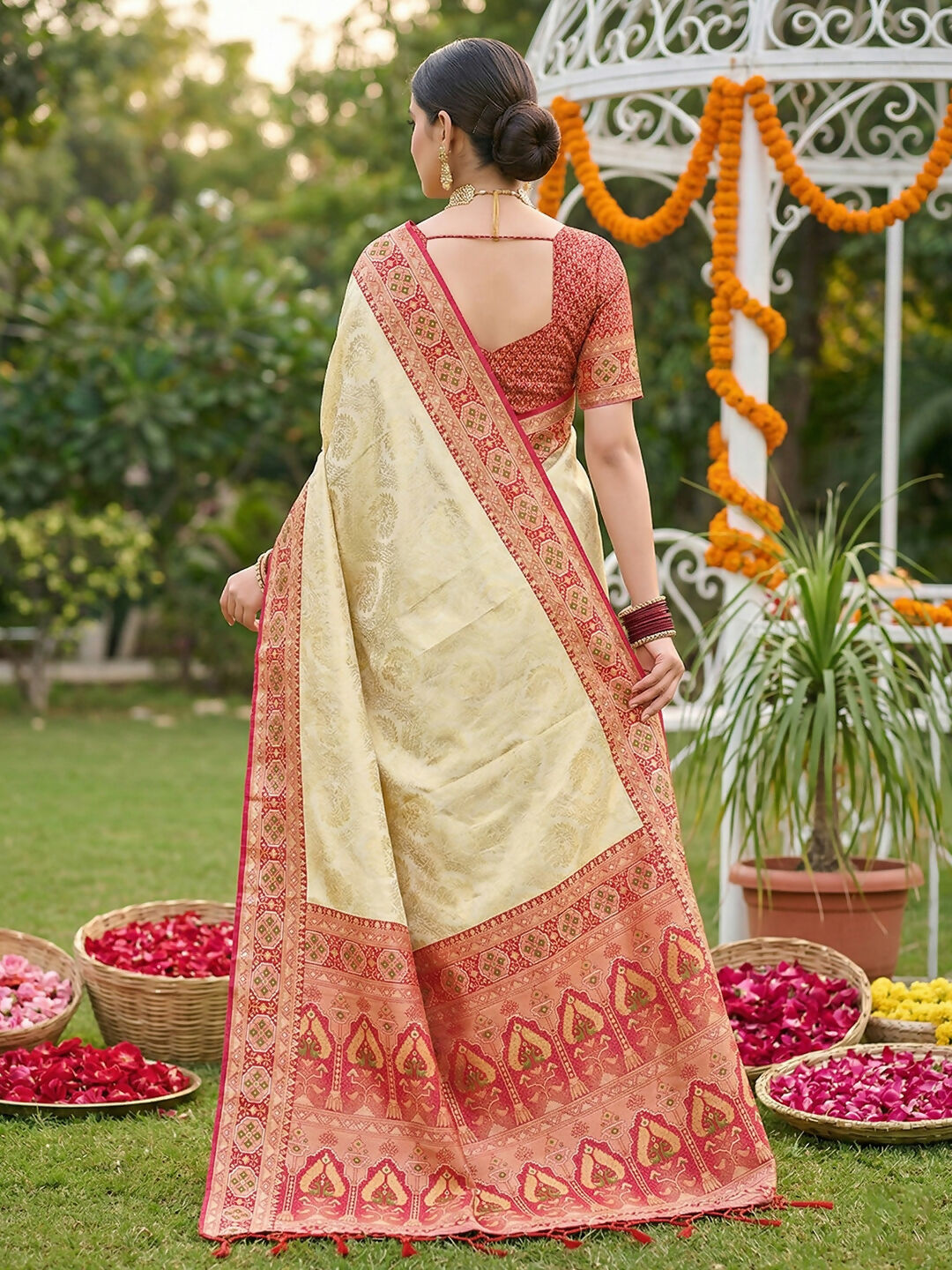 Shree Shyam Fashion Red Soft Silk Saree