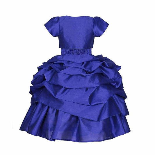 Asmaani Baby Girl's Blue Colour Satin A-Line Maxi Full Length Dress (AS-DRESS_22119) - Grab2buy