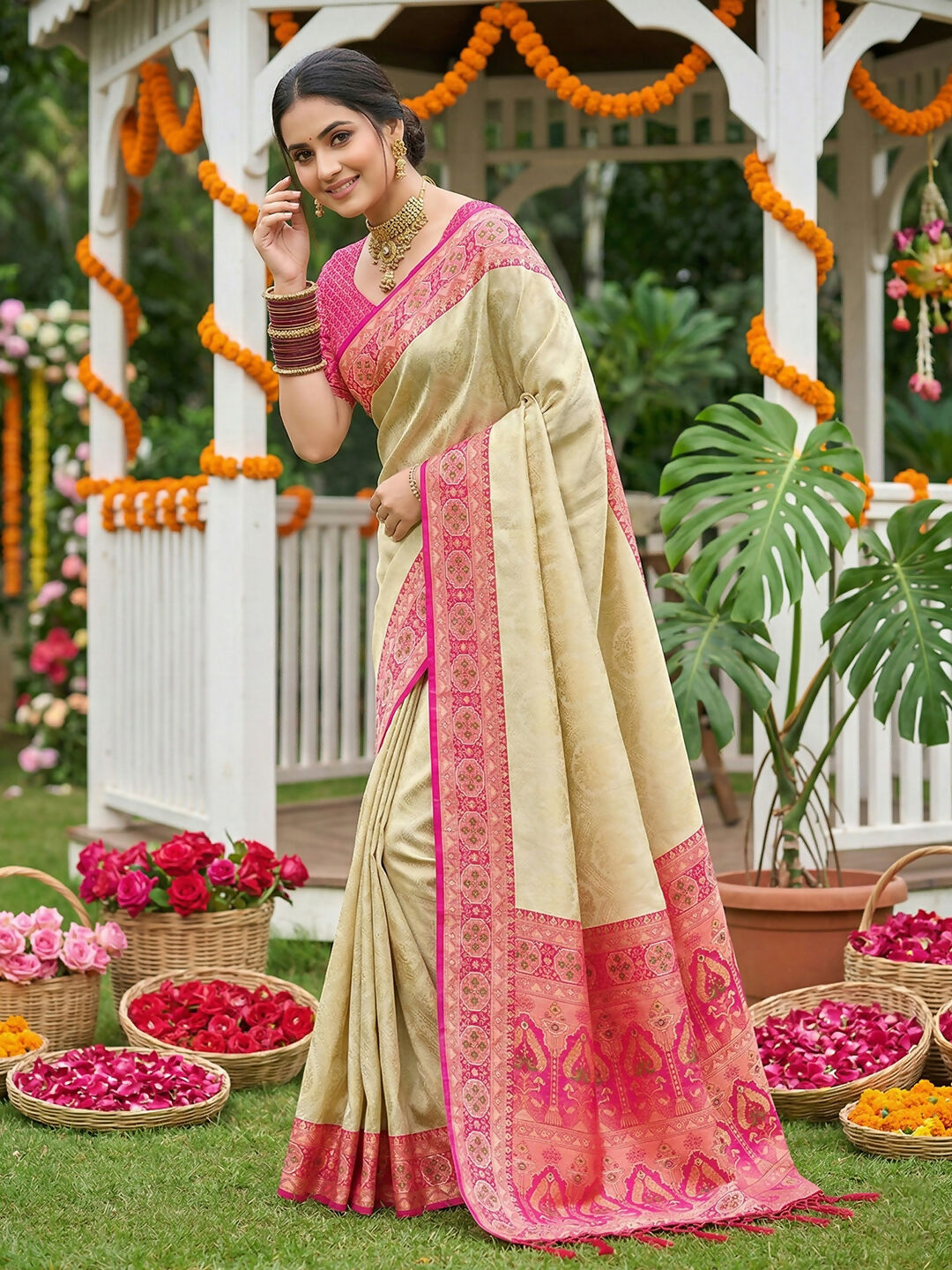 Shree Shyam Fashion Pink Soft Silk Saree
