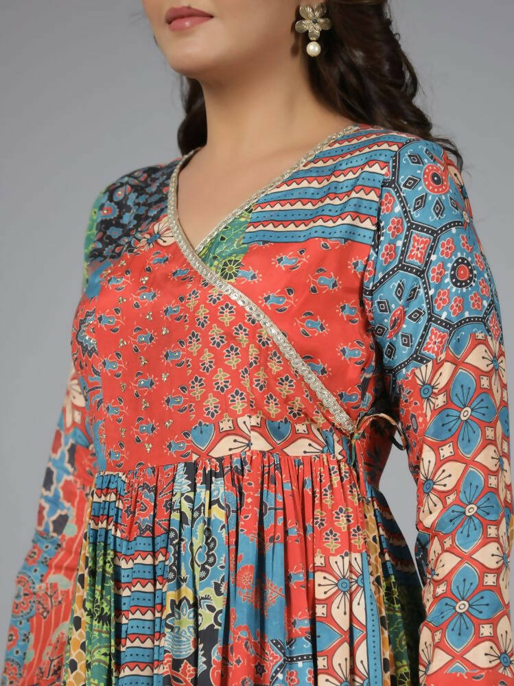Juniper Women Red Muslin Printed Maxi Dress