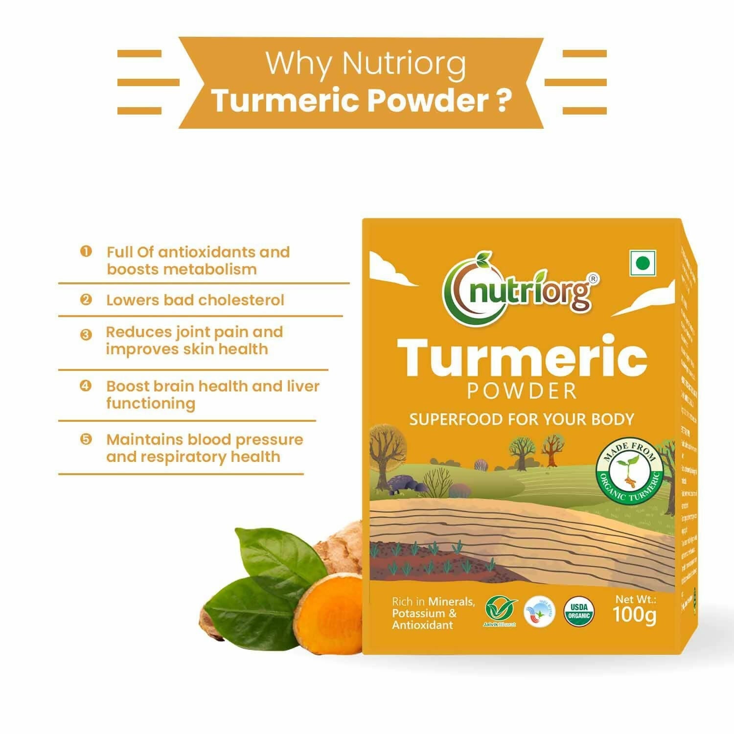 Nutriorg Certified Organic Turmeric Powder - Grab2buy