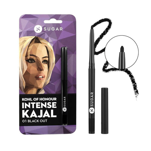 Sugar Cosmetics Kohl of Honour Intense Kajal Upto 12 hrs, Long Lasting, Smudge Proof & Waterproof Kajal - 01 Black Out