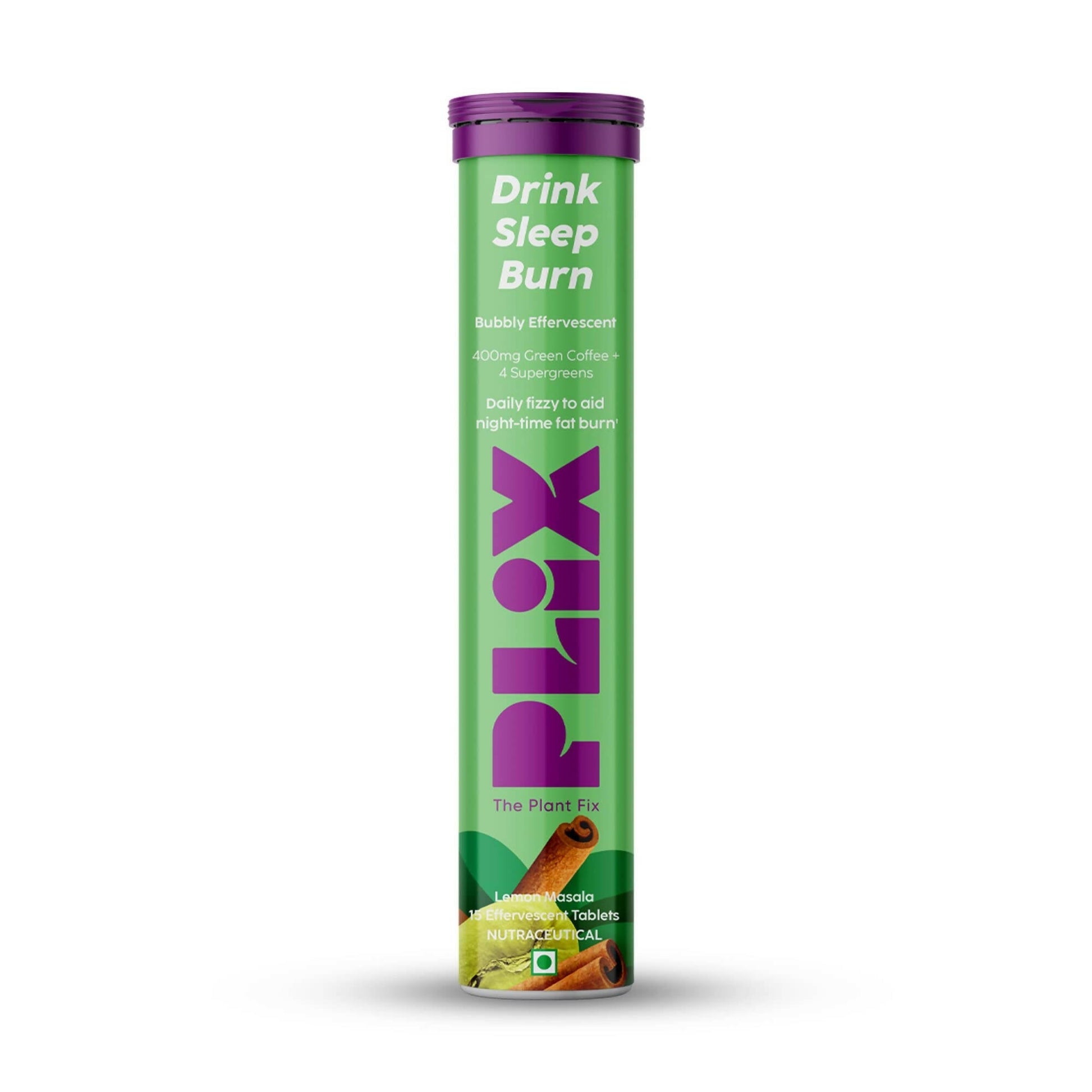 PLIX The Plant Fix Drink Sleep Burn Effervescent Tablets with Green Coffee Bean - Lemon Masala 
