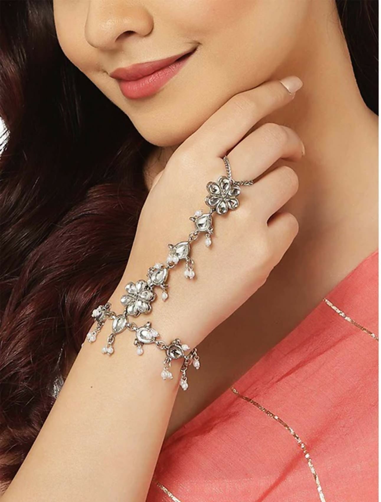 Joban Fashion Oxidised Kundan Hathphool 