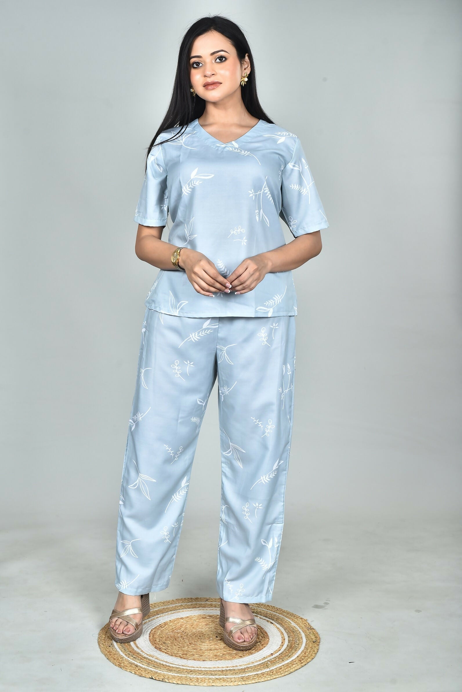 Morchari Digital Print Semi Muslin Co-Ord Set Top & Trouser-Multicolor 