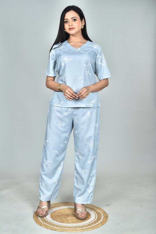 Morchari Digital Print Semi Muslin Co-Ord Set Top & Trouser-Multicolor 