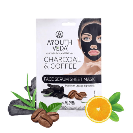 Ayouthveda Charcoal Coffee Face Serum Sheet Mask - Grab2buy