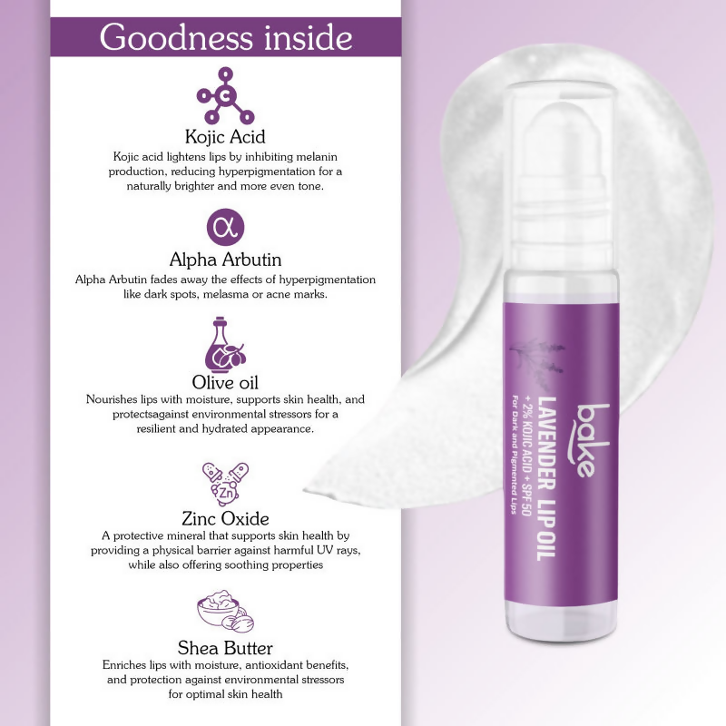 Bake 2% Kojic Acid Lavender Lip Balm Oil SPF 50 PA+++ 