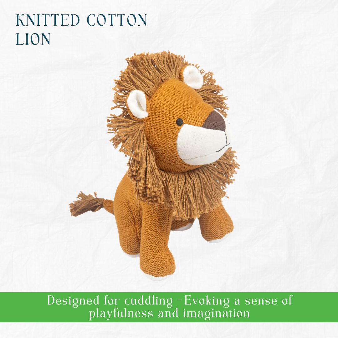Nesta Toys Newborn Gift Set - Lion Plush Toy, Wooden Elephant & Car Teether