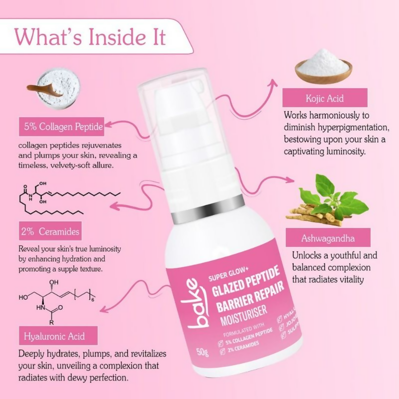 Bake Super Glow+ Glazed Peptide Barrier Repair Moisturizer  Grab2Buy Bake Grab2Buy
