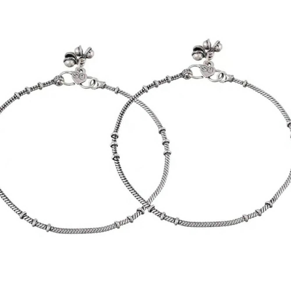 Mominos Fashion Beautiful Trendy Oxidised Silver Plated Anklets | Grab2Buy
