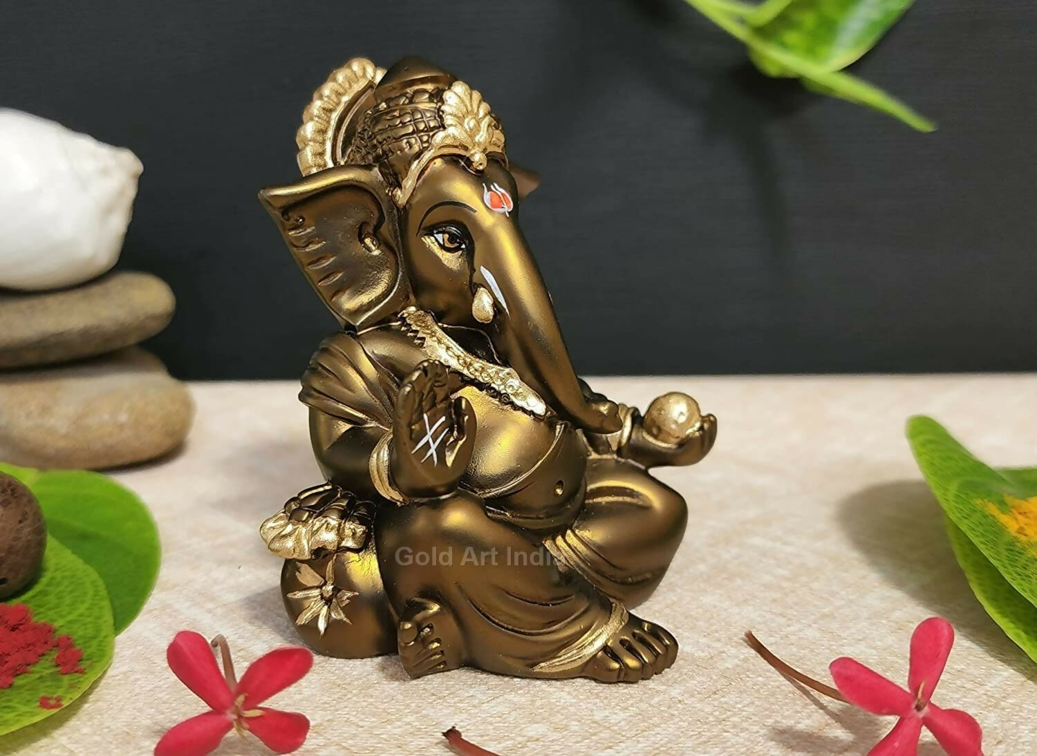 Gold Art India Gaddi Ganesh Idol For Car Dashboard - Grab2buy