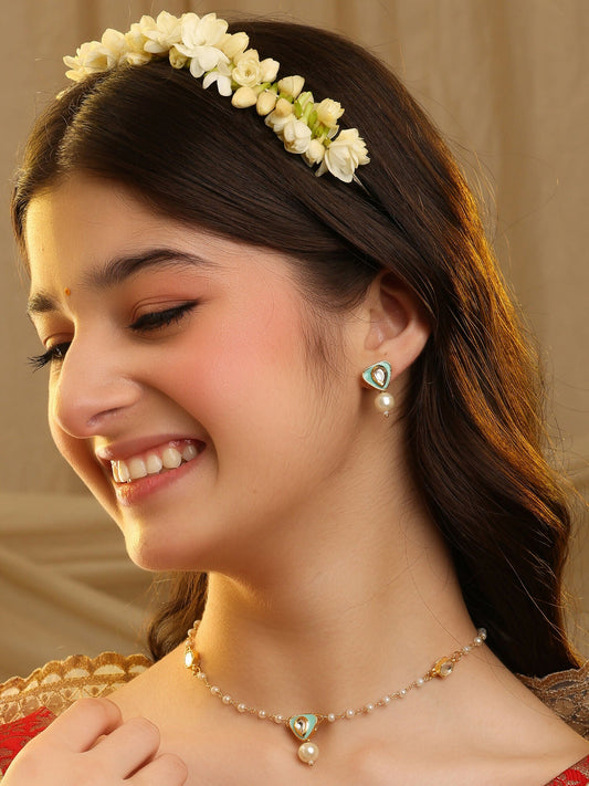 Ruby Raang Ruhani Pearl Necklace And Earrings Set