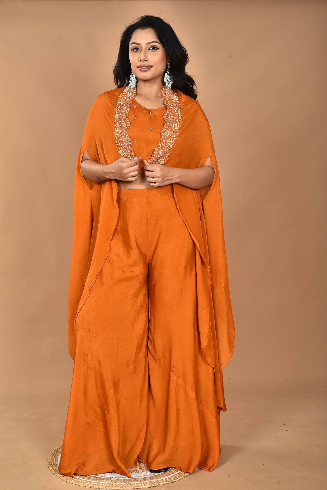 Morchari Women And Hand Embroidery Palazzo Set-Mustard | Grab2Buy